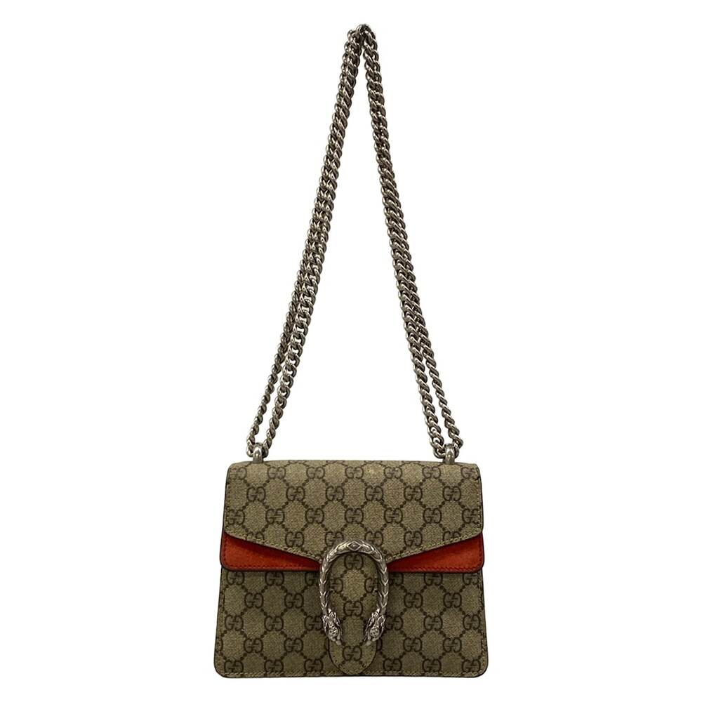 Gucci Dionysus Shoulder Bag 421970 Dark Brown Beige Red PVC Suede